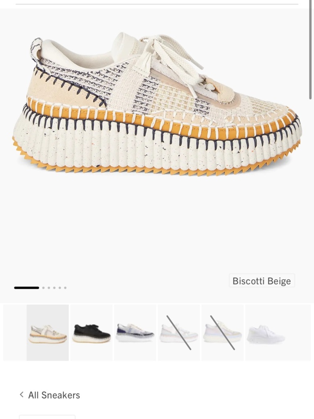 Chloe women’s  Nama Stitch-Trim Sneakers in Biscotti Beige